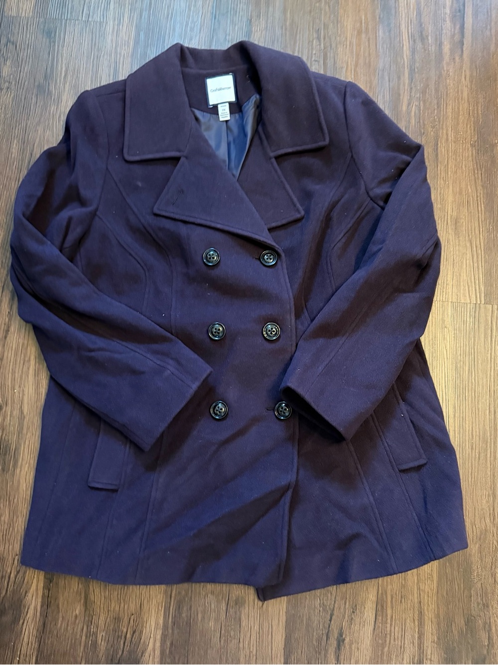 Croft & Barrow Double-Breasted Peacoat in Dark Purple